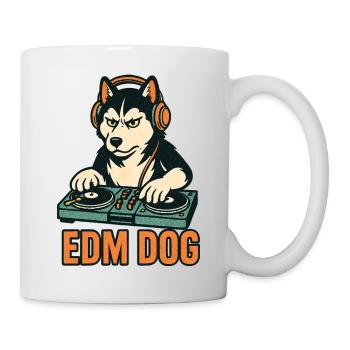 EDM Dog : DJ husky à la console de mixage dans un style rétro - Mug blanc - blanc - Droite
