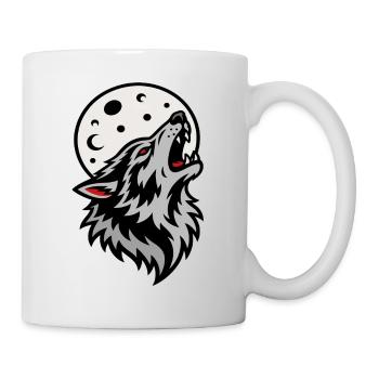 Wolf heult unter dem mystischen Vollmond - Tasse - Weiß - Rechts