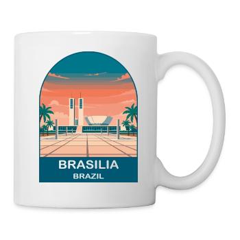 Brasilia Brazil Skyline Vintage Travel Poster - Mug - white - Right