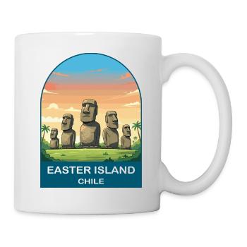Affiche de voyage vintage Moai de l’île de Pâques au Chili - Mug blanc - blanc - Droite