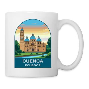 Cuenca Ecuador Vintage Cathedral Travel Poster - Mug - white - Right