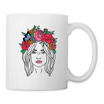 Boho Blumenfrau - Tasse - Weiß - Rechts