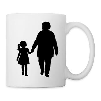 Grandparents Grandchild Silhouette Walking Family - Mug - white - Right