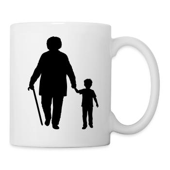 Grandparents Grandchild Silhouette Walking Family - Mug - white - Right
