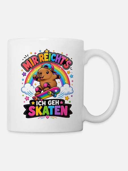 Skate Capybara Regenbogen - Tasse - Weiß