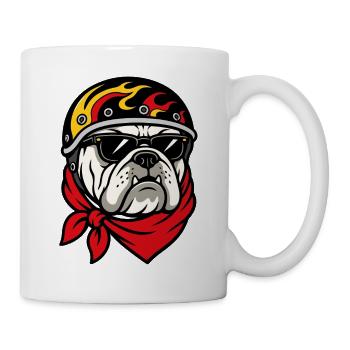 Bulldog biker motorcycle helmet rebel style - Mug - white - Right