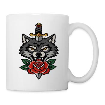 Wilder Wolfsdolch und pinkfarbenes Tattoo - Tasse - Weiß - Rechts