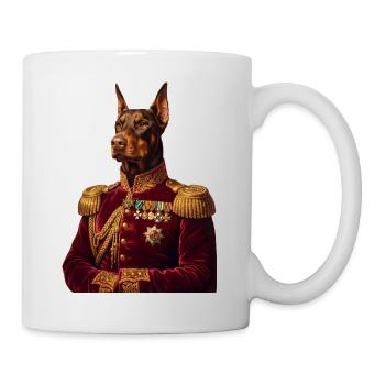 Dobermann Portrait: Der Königliche General - Tasse - Weiß - Rechts