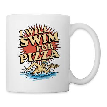 Ich schwimme für Pizza - Tasse - Weiß - Rechts
