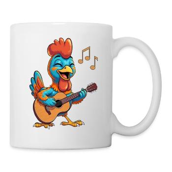 Funny chicken with guitar - Mug - white - Right