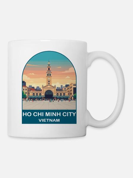 Ho-Chi-Minh-Stadt Vietnam Vintage-Reiseplakat - Tasse - Weiß