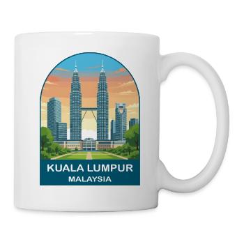 Kuala Lumpur Malaysia Vintage Travel Illustration - Mug - white - Right