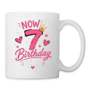 Jetzt bin ich 7 Birthday Girl Pink Crown Chalk - Mug - white - Right