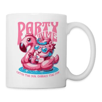 Party Time Unicorn Frauen-Poolparty - Tasse - Weiß - Rechts