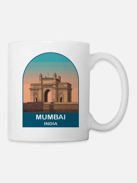 Mumbai India Gateway of India Reiseillustration - Tasse - Weiß