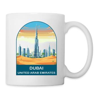 Dubai VAE Burj Khalifa Vintage-Reiseposter - Tasse - Weiß - Rechts