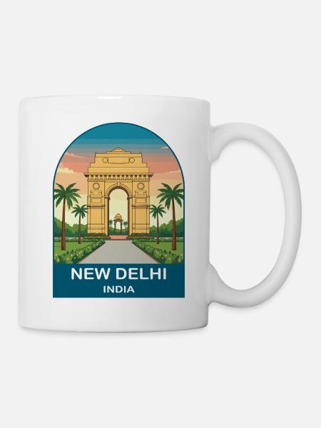 New Delhi India Gate Vintage Stadtreisedesign - Tasse - Weiß