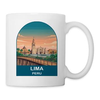 Lima Peru Cityscape Vintage-Reiseposter-Kunst - Tasse - Weiß - Rechts