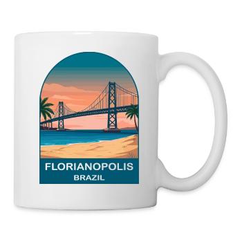 Florianópolis Brazil Bridge Vintage Travel Art - Mug - white - Right