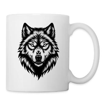 Wilder Wolfskopf – Black & White - Tasse - Weiß - Rechts