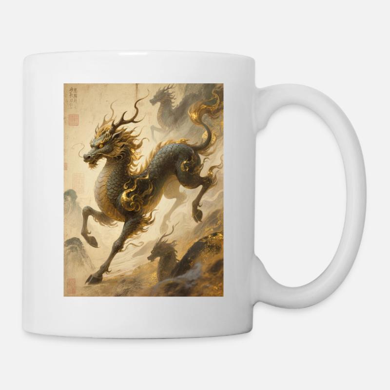 Die Jade-Apotheose: Qilin – Ewigkeit - Tasse - Weiß
