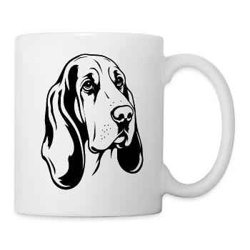 Basset_Hound Frontblick Cartoon schwarz - Tasse - Weiß - Rechts