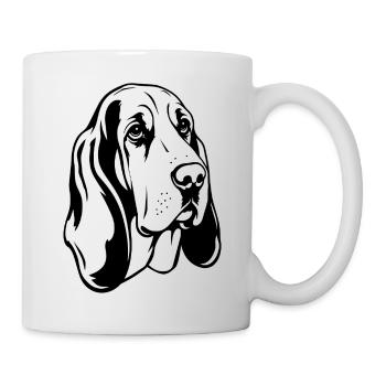 Basset Hound_Hund_schwarzweiss - Mug - white - Right