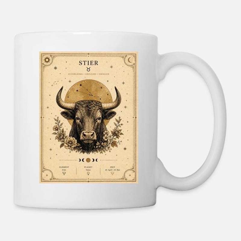 Stier Sternzeichen Vintage - Tasse - Weiß