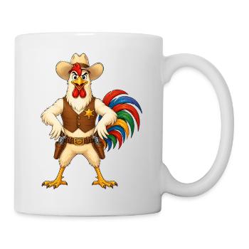 Hahn als Sheriff - Tasse - Weiß - Rechts