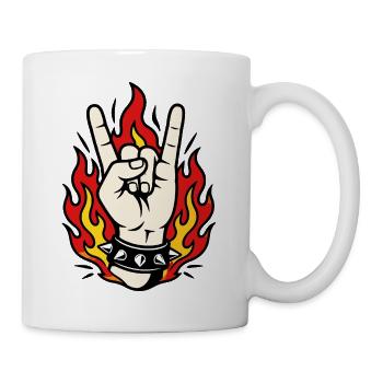 Hand Rock Flames Style Tattoo - Mug - white - Right