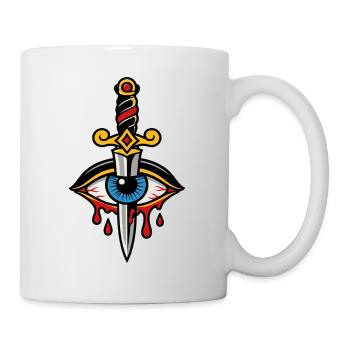 Œil mystique transpercé par poignard style tattoo - Mug blanc - blanc - Droite