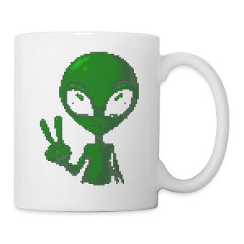 Pixel Green Alien Peace Sign - Mug - white - Right