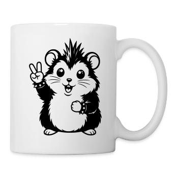 Hamster punk avec le signe de la paix - Mug blanc - blanc - Droite