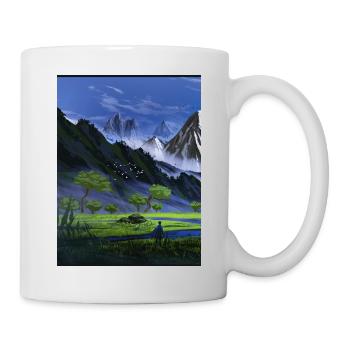 Vallée alpine et montagnes bleues - Mug blanc - blanc - Droite