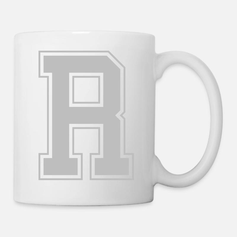 Monogram Blue Grey College House Initial R - Mug - white
