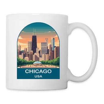Chicago USA Vintage-Reiseplakat-Kunst - Tasse - Weiß - Rechts