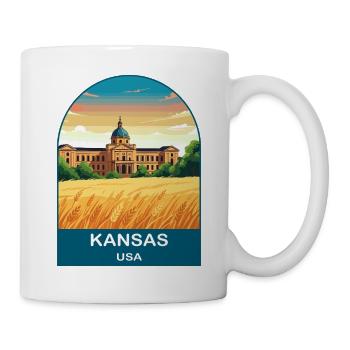 Kansas USA Vintage-Reiseplakat-Kunst - Tasse - Weiß - Rechts