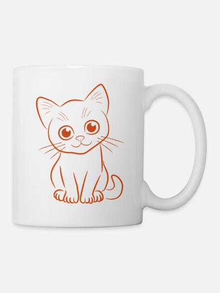 Kätzchen in Orange - Tasse - Weiß