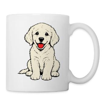 Golden_Retriever_Welpen_sitzend_beige - Tasse - Weiß - Rechts