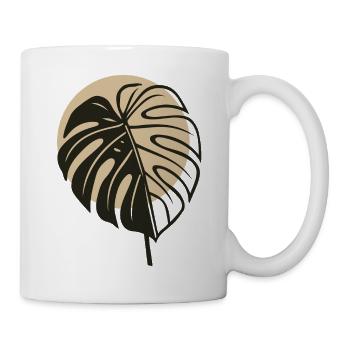 Monstera Blatt – Modernes Boho Naturmotiv - Tasse - Weiß - Rechts