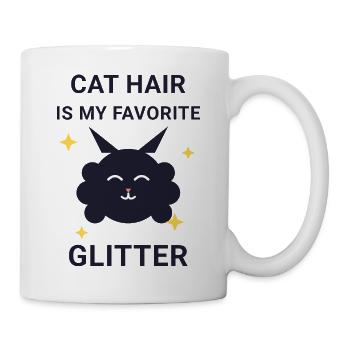 Katzenhaar, Glitzer, flauschige Katze - Tasse - Weiß - Rechts