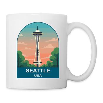 Seattle USA Vintage Travel Poster Art - Mug - white - Right
