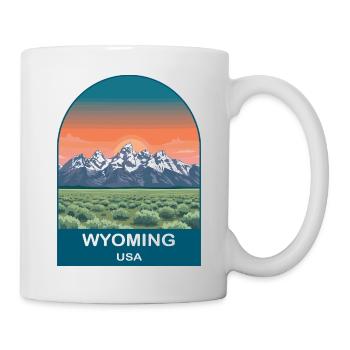 Art d’affiche de voyage vintage du Wyoming, USA - Mug blanc - blanc - Droite