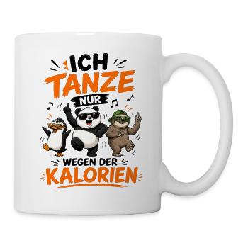 Tanzende Panda Kalorienparty - Tasse - Weiß - Rechts