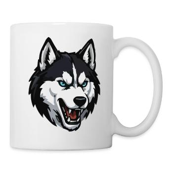 Wolf head with blue eyes - Mug - white - Right