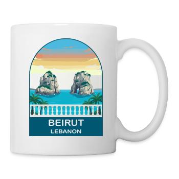 Beirut Lebanon Pigeon Rocks Vintage Travel Poster - Mug - white - Right