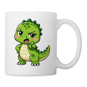 Cute Dino T-Rex Annoyed Cartoon Dinosaur - Mug - white - Right