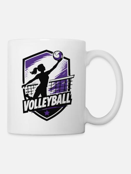 Volleyball Silhouette Violett - Tasse - Weiß
