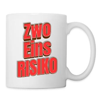 Zwo Eins Risiko Großbuchstaben Typo - Tasse - Weiß - Rechts