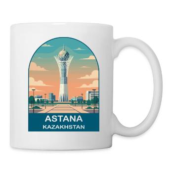 Affiche de voyage vintage Bayterek d’Astana Kazakhstan - Mug blanc - blanc - Droite